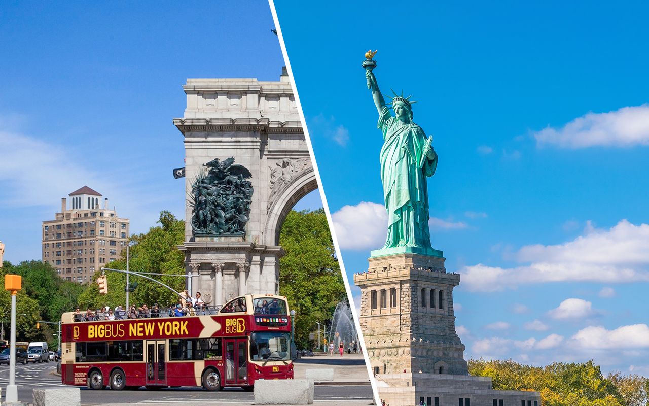 Combo: tour di New York in autobus Hop-on Hop-off + biglietti per la Statua della Libertà ed Ellis Island
