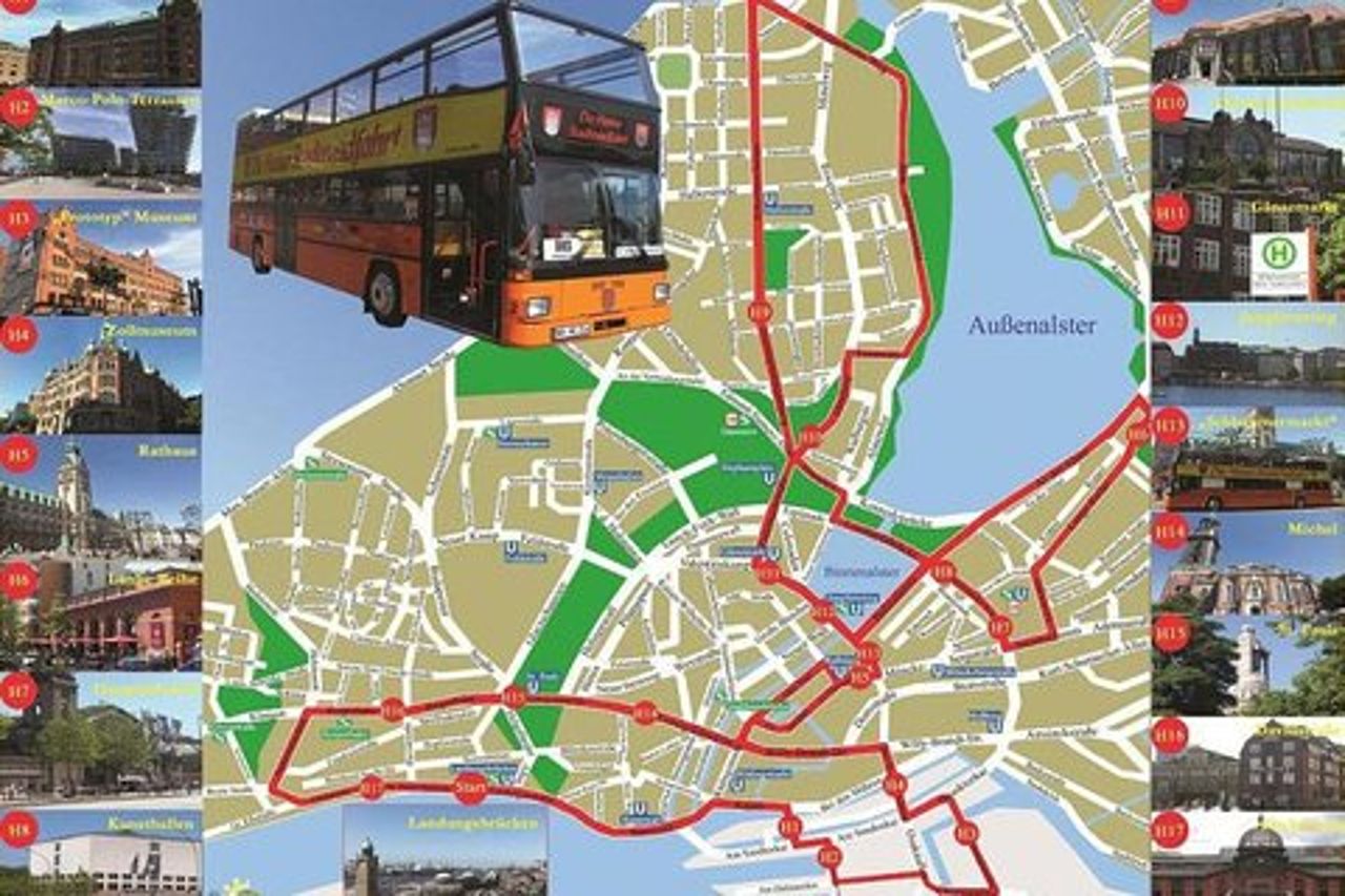 Tour della città di Amburgo in un autobus a due piani Hopp on / Hopp off day day