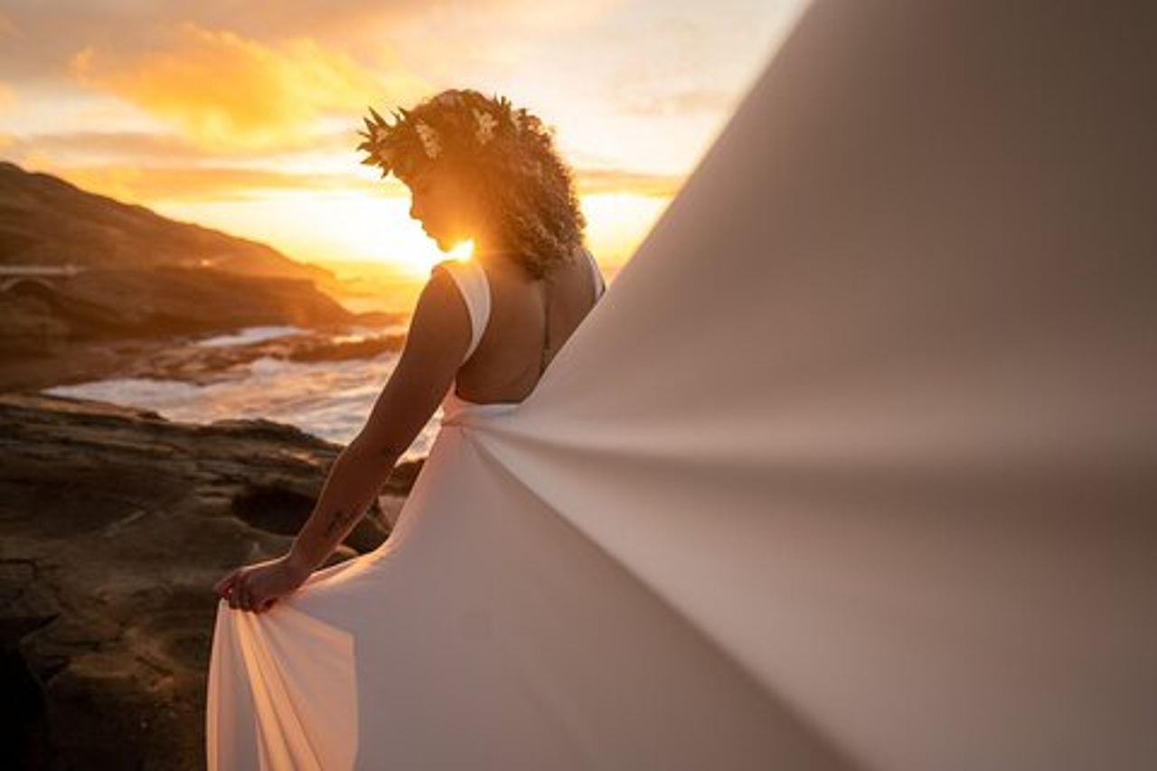 Servizio fotografico in abito volante su Oahu