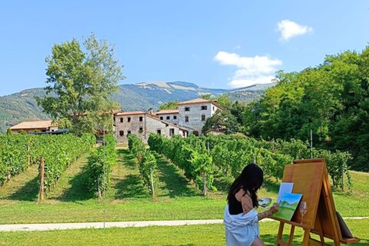 Sessione di pittura in vigneto e degustazione di Prosecco DOCG