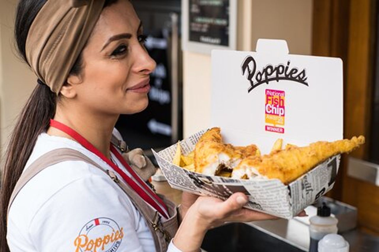 Tour gastronomico privato dell'East End: 7 degustazioni con bagel e fish & chips
