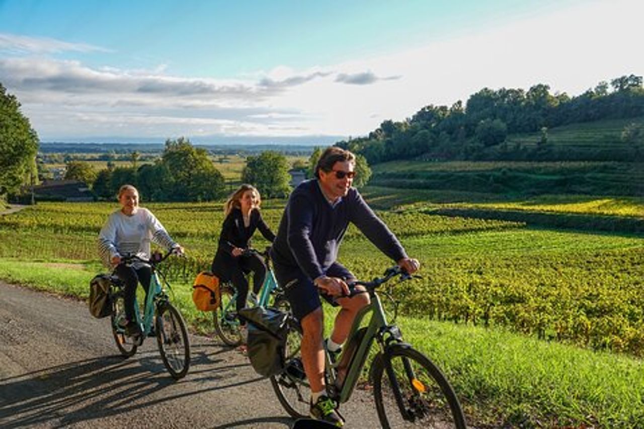 Tour del vino di Saint-Émilion in bici elettrica premium, pranzo incluso