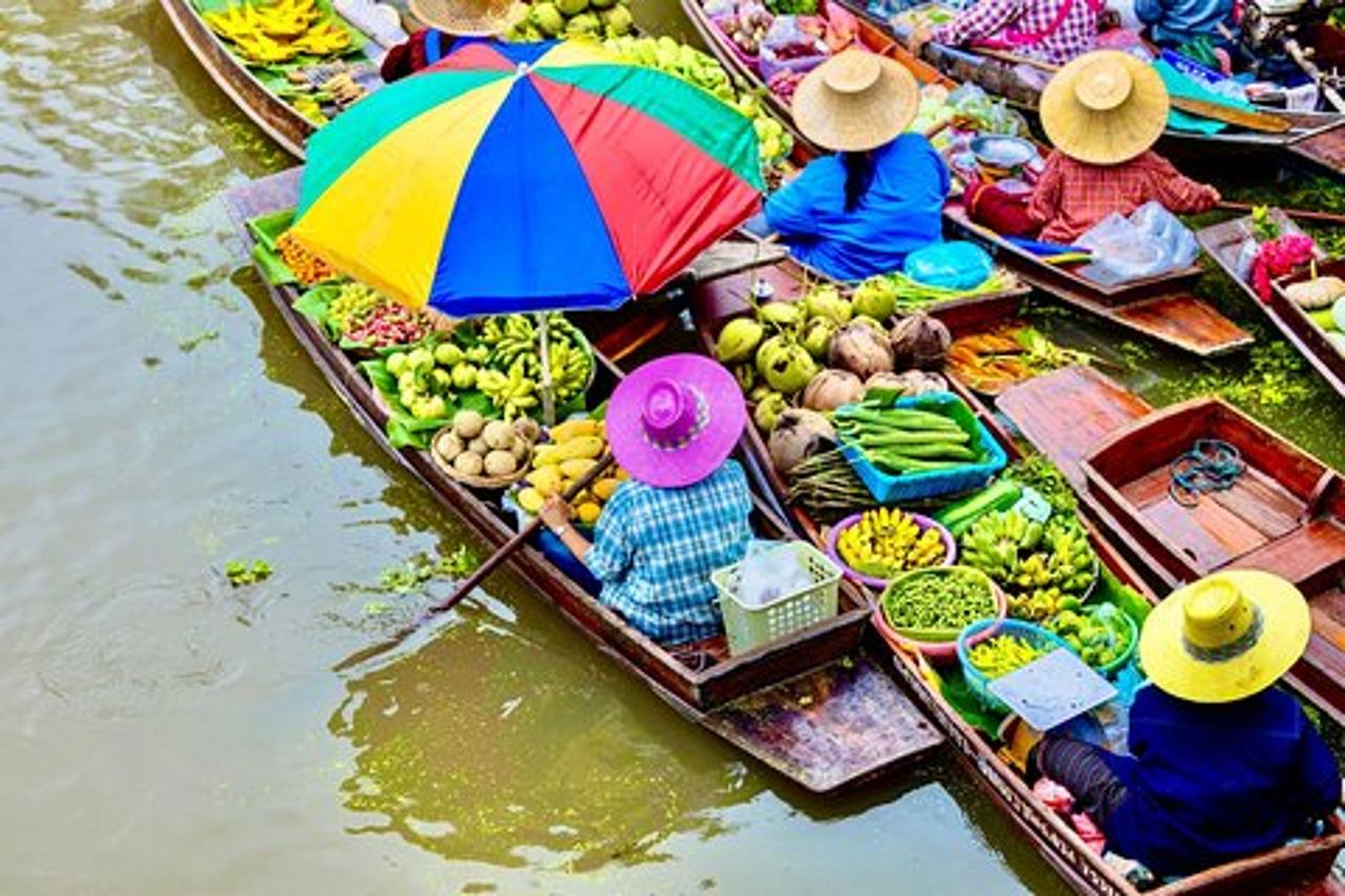Bangkok : Mercato galleggiante privato e mercato ferroviario