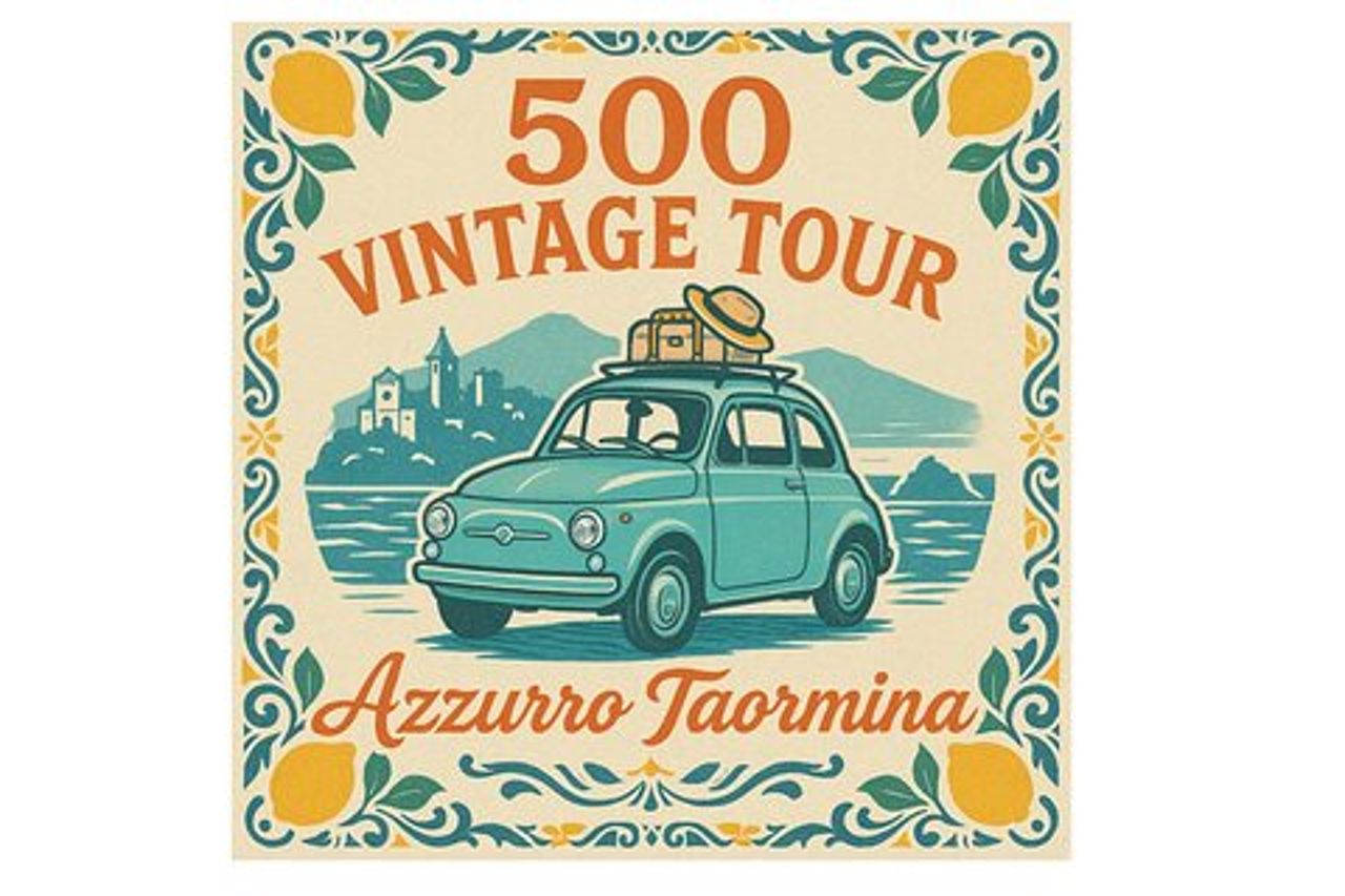 Tour vintage della Fiat 500 di Taormina al tramonto