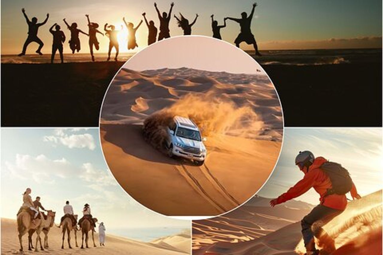 Escursione nel deserto di Doha Dune Bashing Sandboarding Giro in cammello