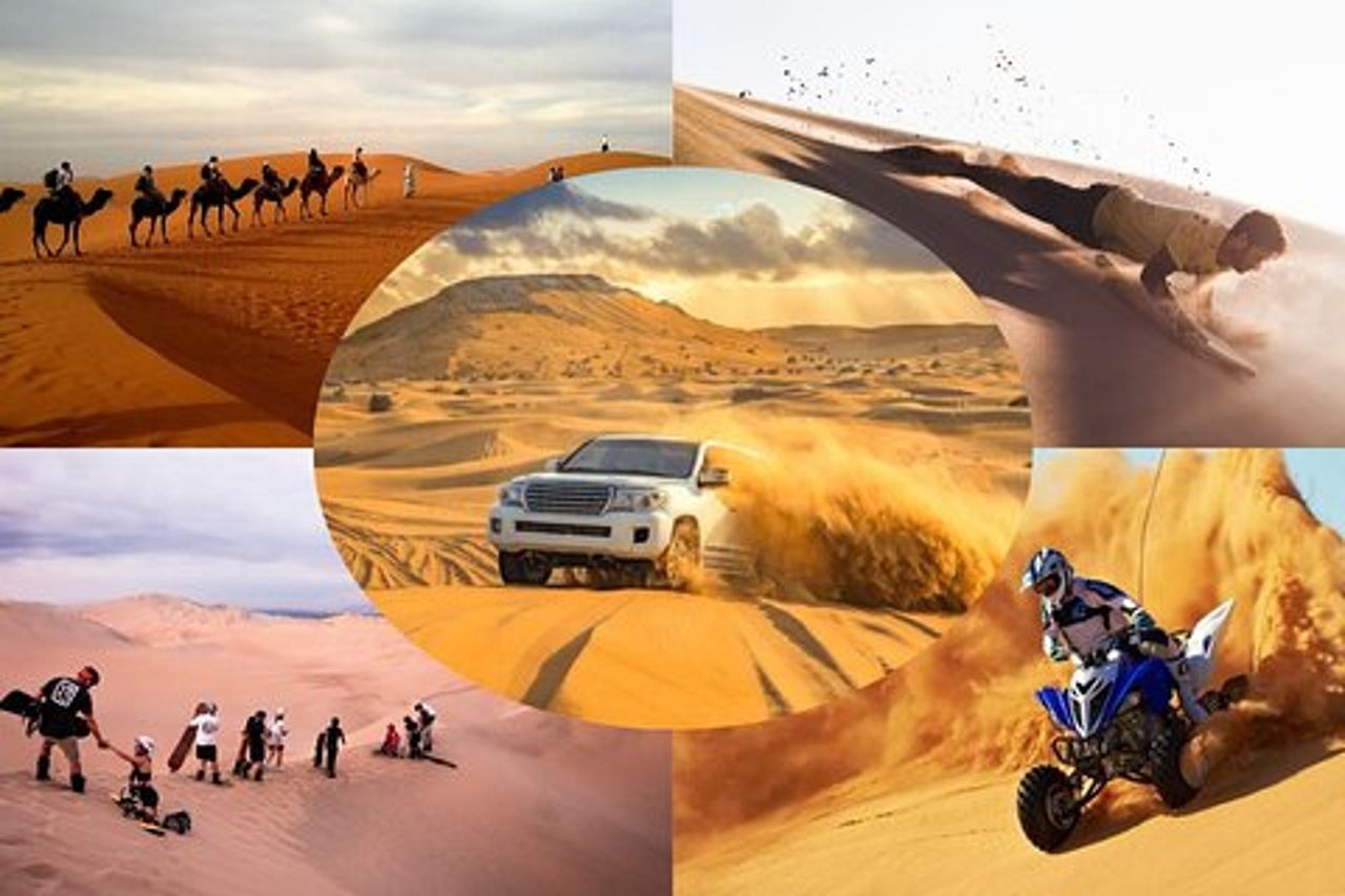 Safari nel deserto di Doha: tramonto,alba,cammello,imbarco sulla sabbia,mare interno