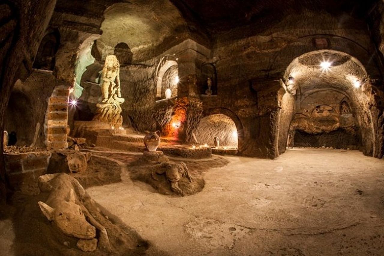 Aperitivo nelle famose grotte sotterranee di Orvieto