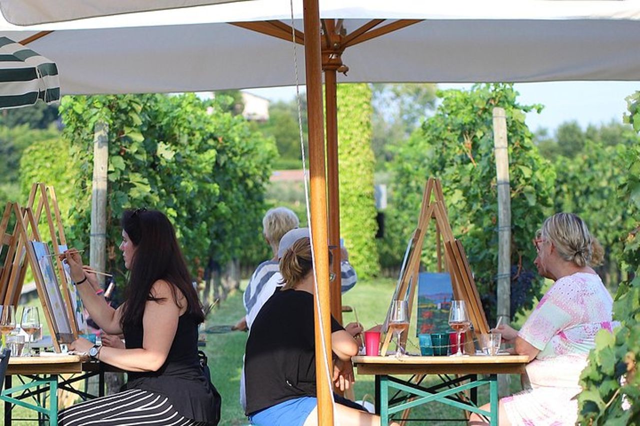 Sessione di pittura e degustazione in vigneto a Lazise — 2