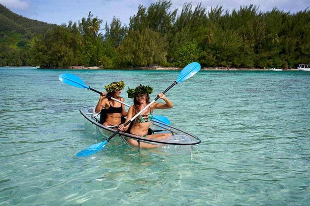 Escursione ecoguidata alla laguna di Moorea in kayak trasparente 1/2 giornata mattina — 2