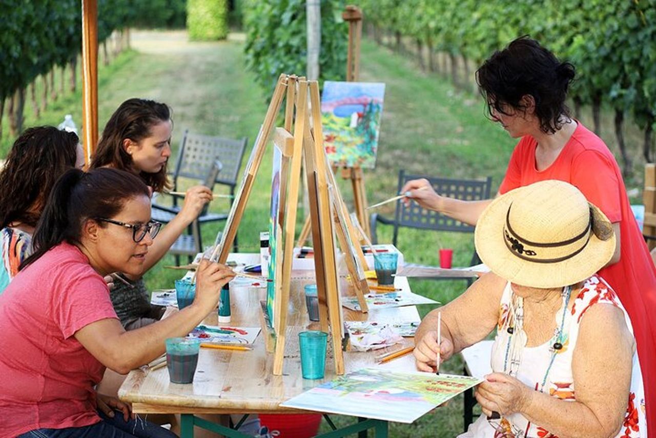 Sessione di pittura e degustazione in vigneto a Lazise