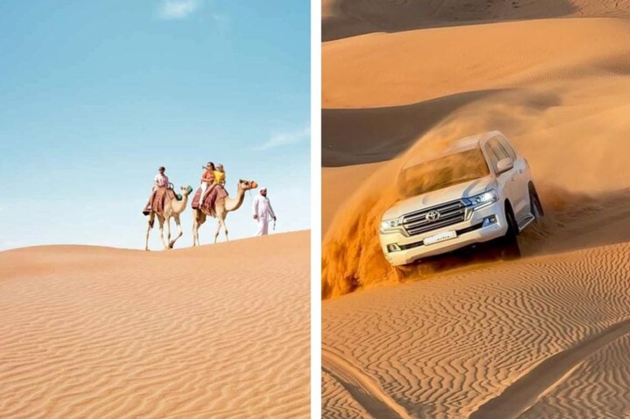 Desert Safari Combo: Giro in cammello, Sandboarding e visita del mare interno