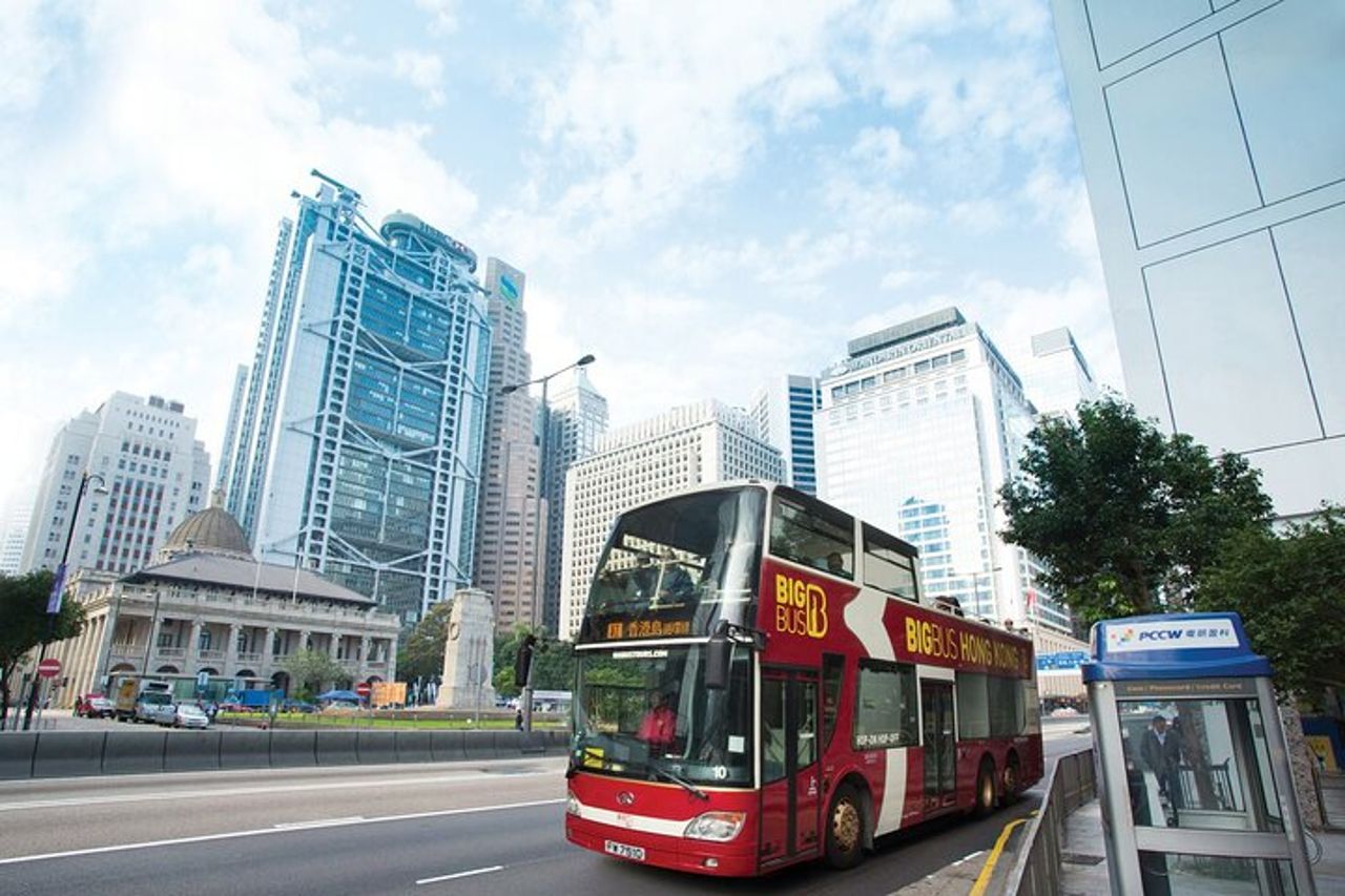 Tour in Big Bus hop-on hop-off senza tettuccio di Hong Kong