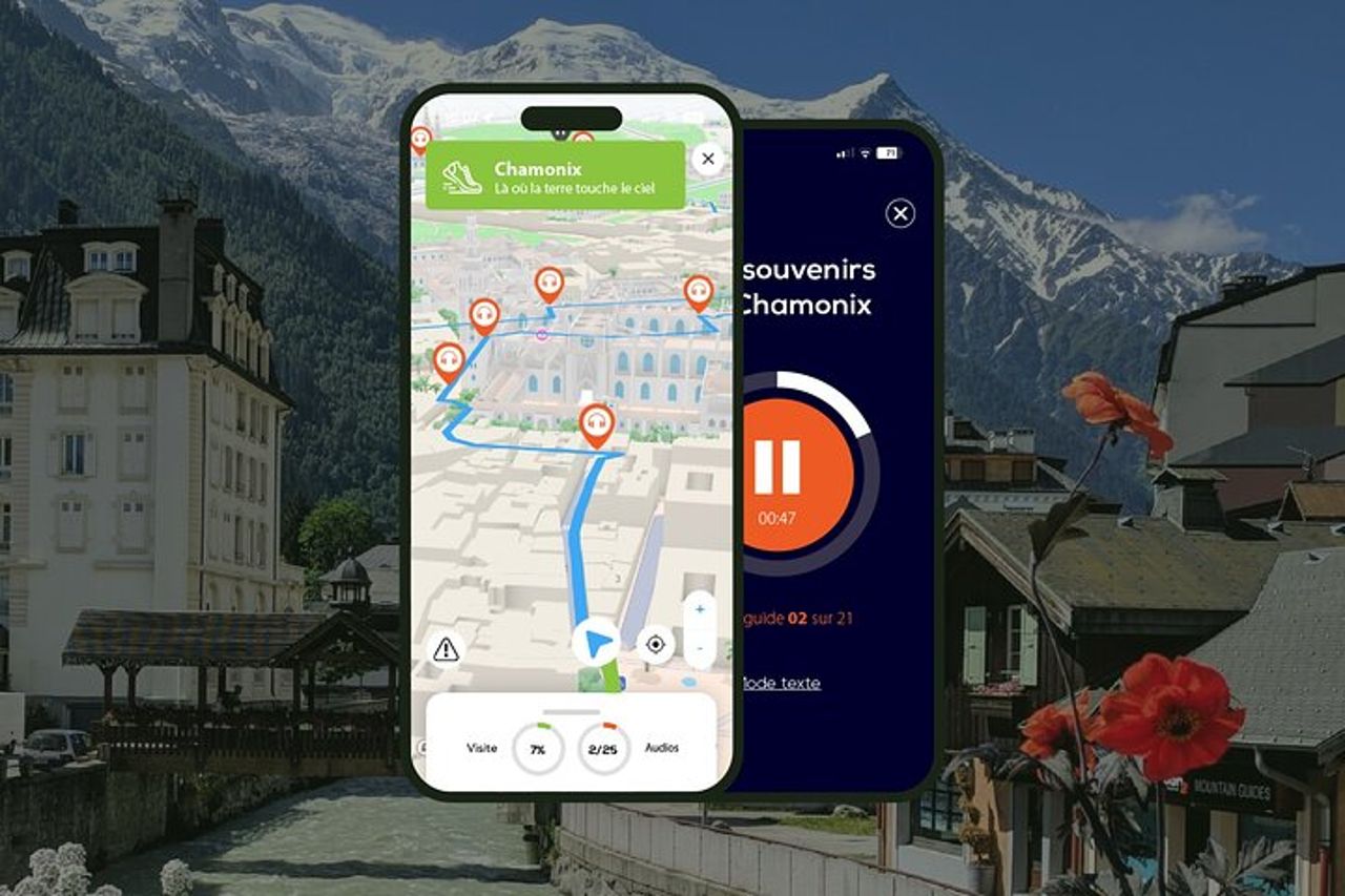 Chamonix: tour a piedi audioguidato di 1 ora e mezza con 22 commenti audio