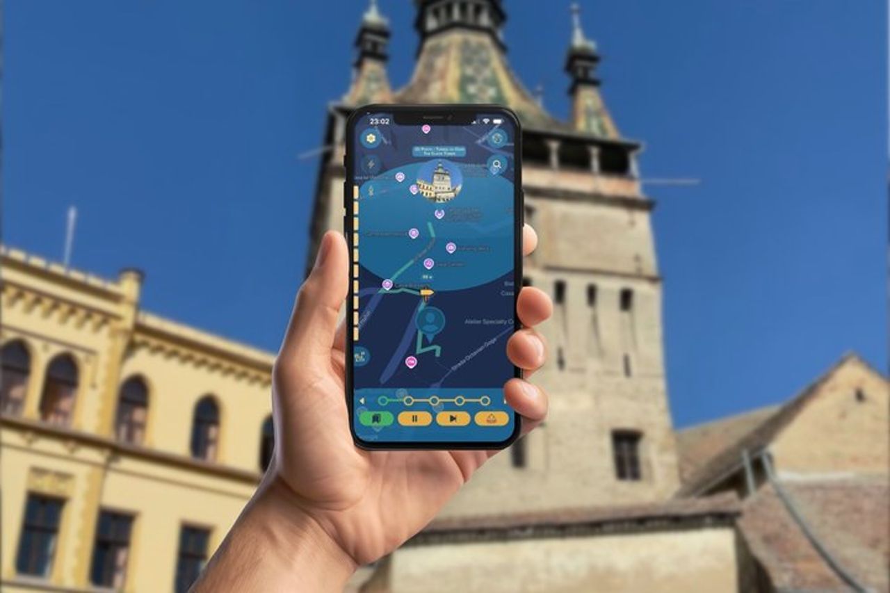 Sighișoara la cittadella sassone GPS App Walking Tour Gioco mobile — 3