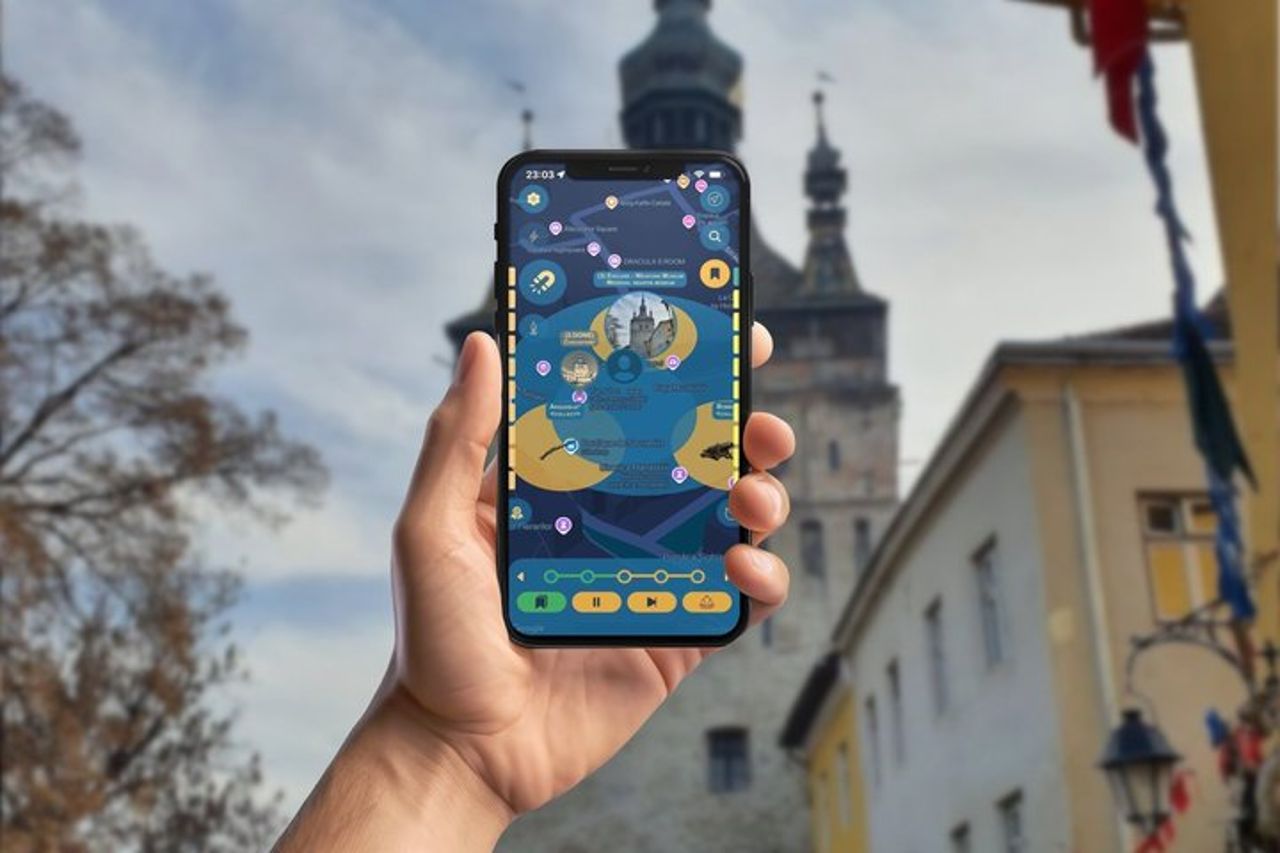Sighișoara la cittadella sassone GPS App Walking Tour Gioco mobile — 4